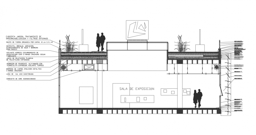 Yard deck detail view with construction design dwg file