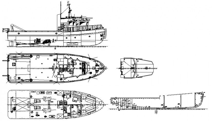 Yacht Elevation 2D View Drawing in AutoCAD DWG File