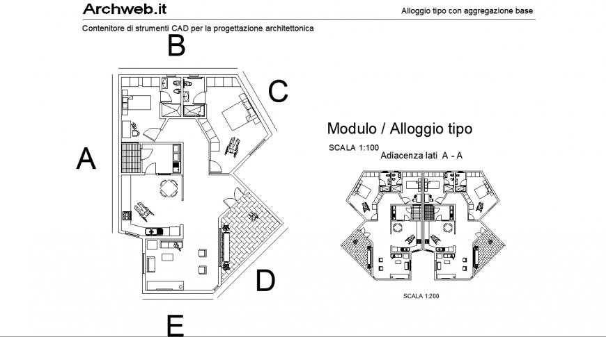 Youth housing plan with detail dwg file.