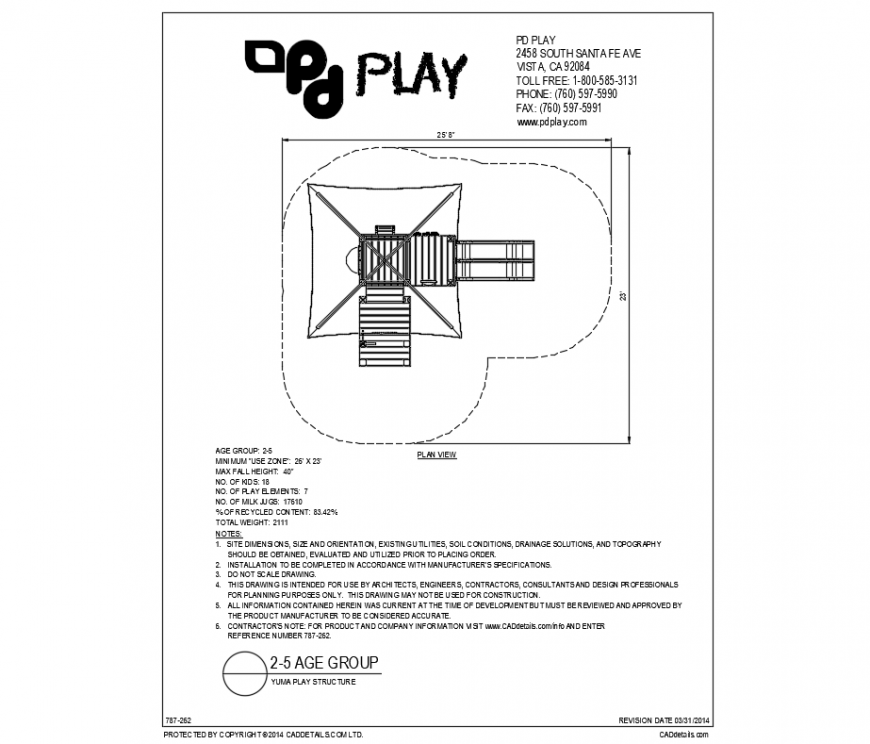 Yuma play equipment plan view of garden dwg file