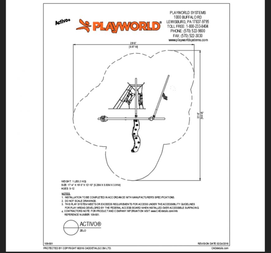 Zelo activo rope style play equipment details of garden dwg file