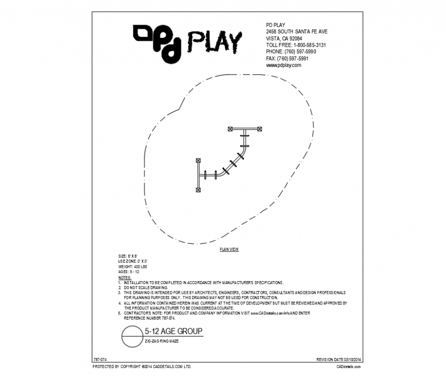Zig-zag maze ring play equipment of garden dwg file