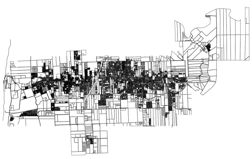 Zonal mapping and topographical detail of an area 2d view autocad file