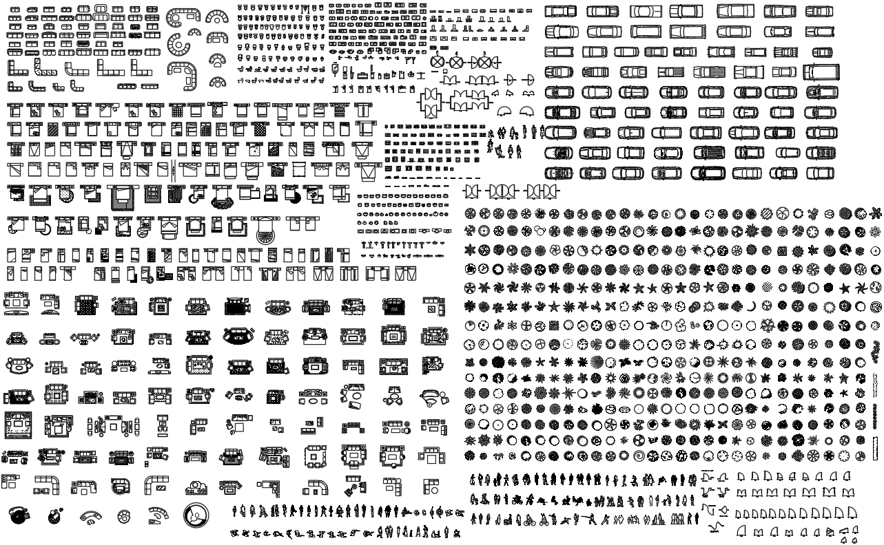 Massive library for furniture layout plan in AutoCAD File
