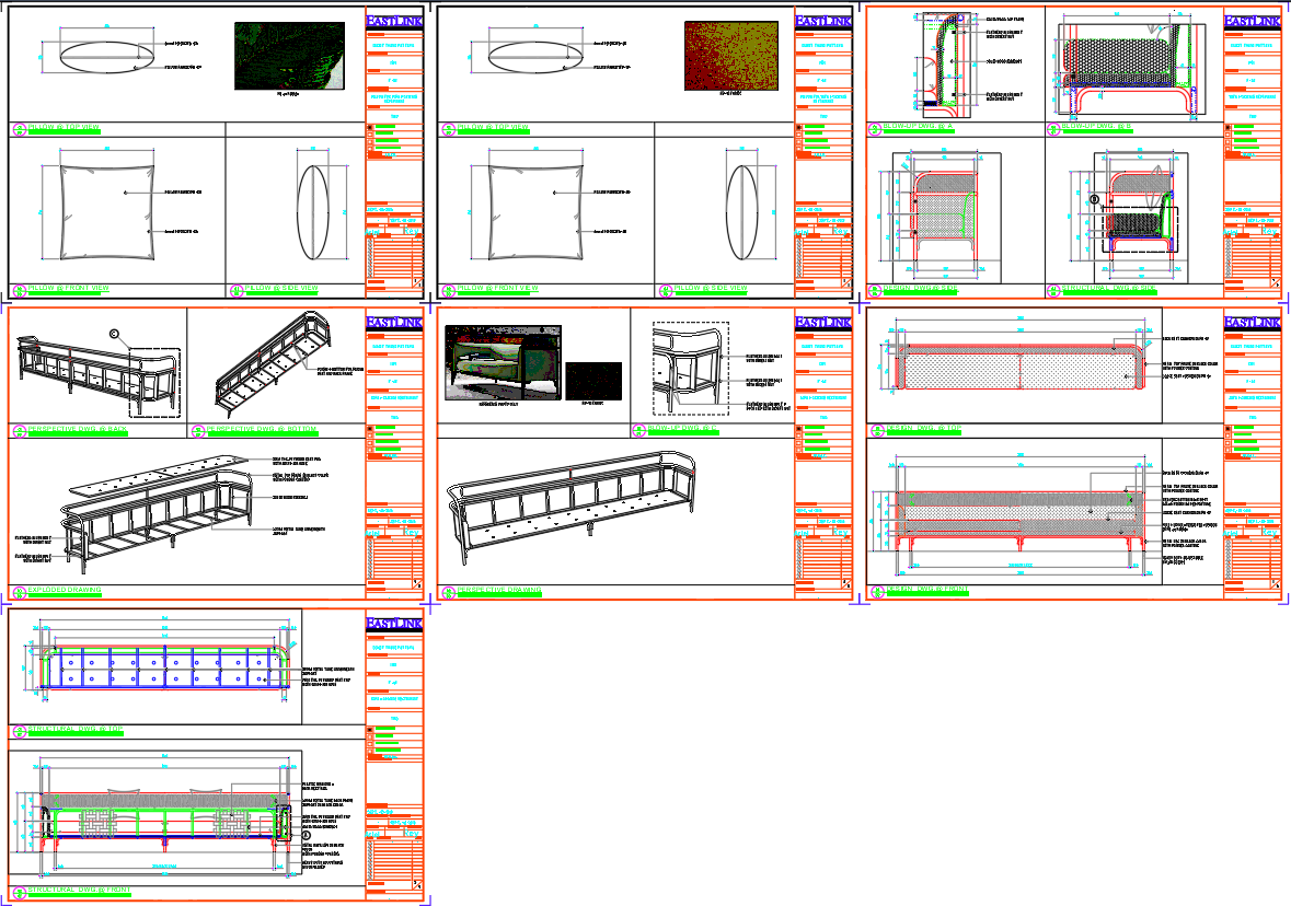 Modular sofa with 3d sectional detail in 3d Drawing file