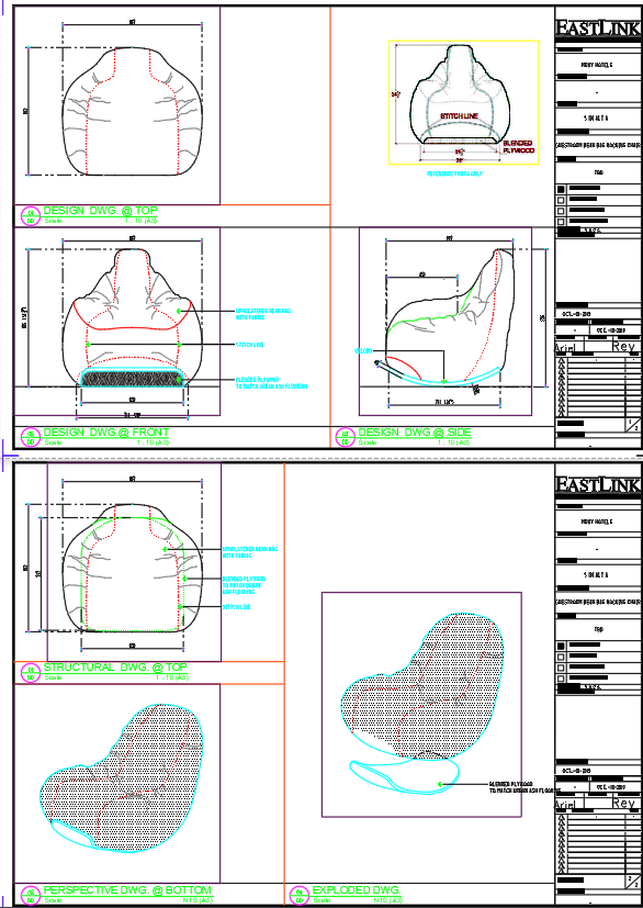 3D Exploded CAD Layout of Ergonomic Lounge Chair Design