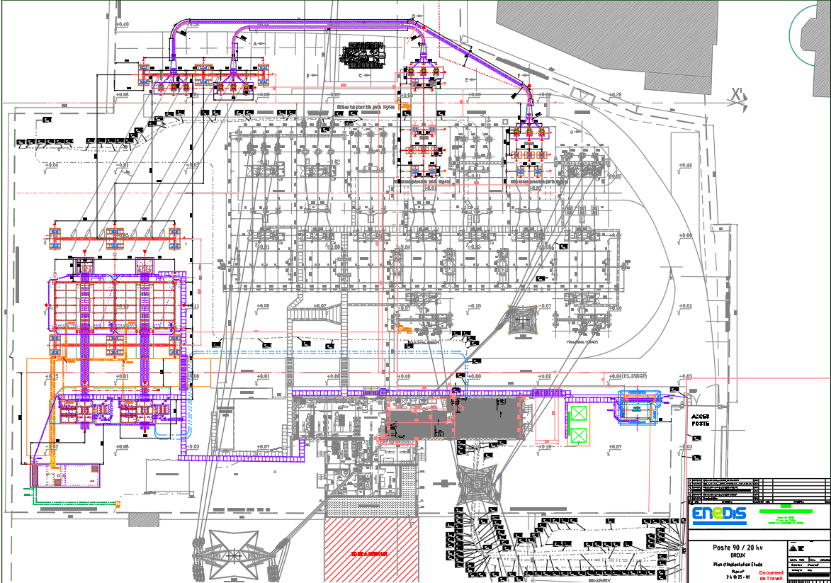 90?20?kV Substation Elevation Layout in CAD Format
