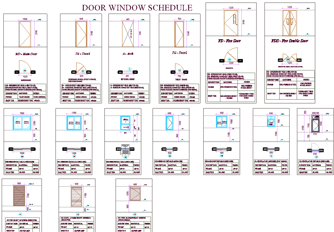 Door Window Schedule CAD Drawing-AutoCAD DWG File