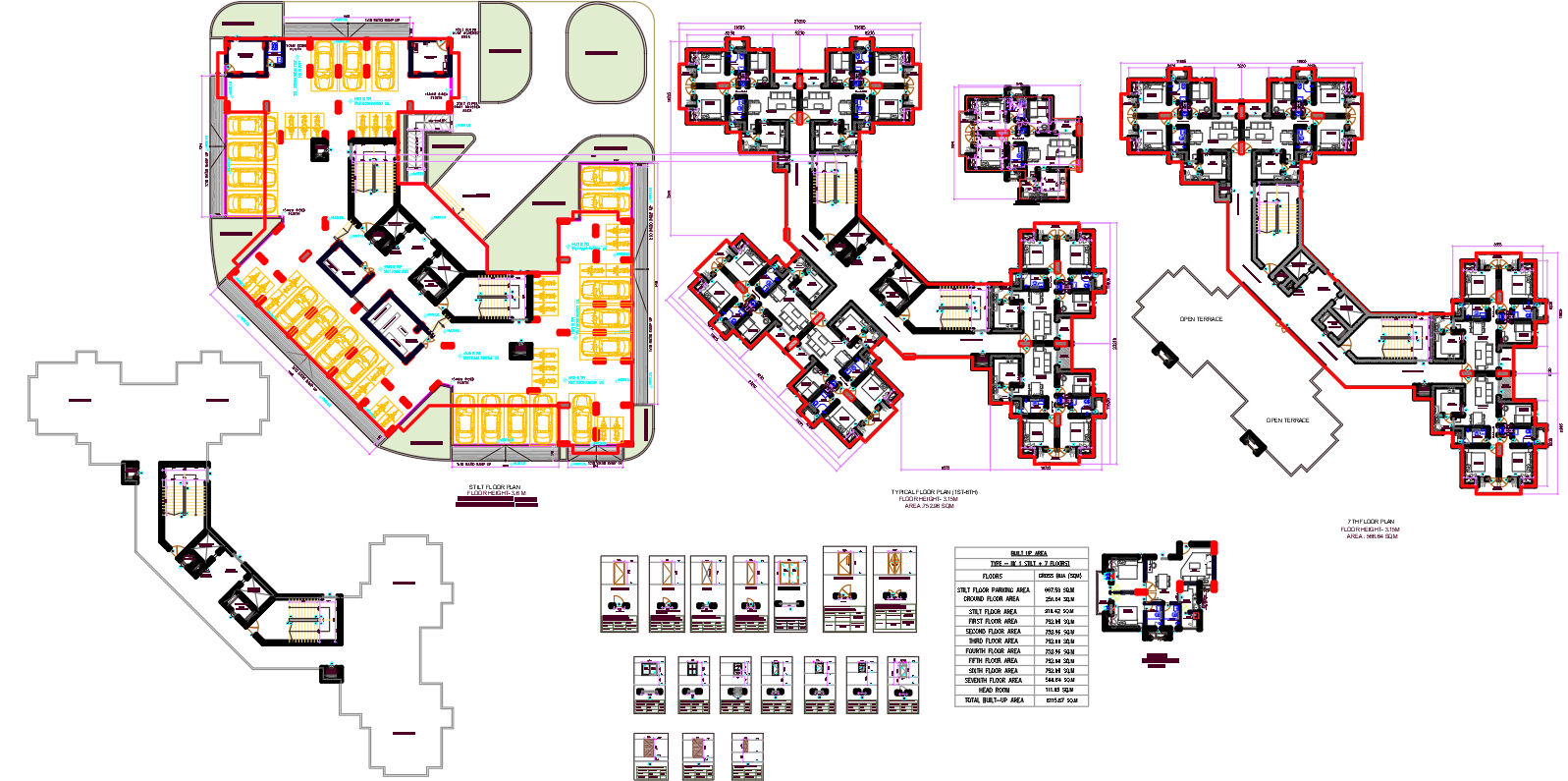 3 BHK Luxurious Apartment Layout-AutoCAD DWG