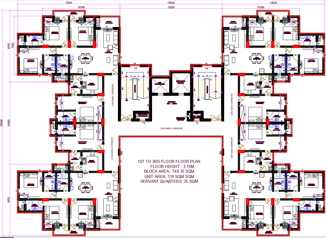 Ultra Luxury 3BHK Apartment-AutoCAD DWG Plan