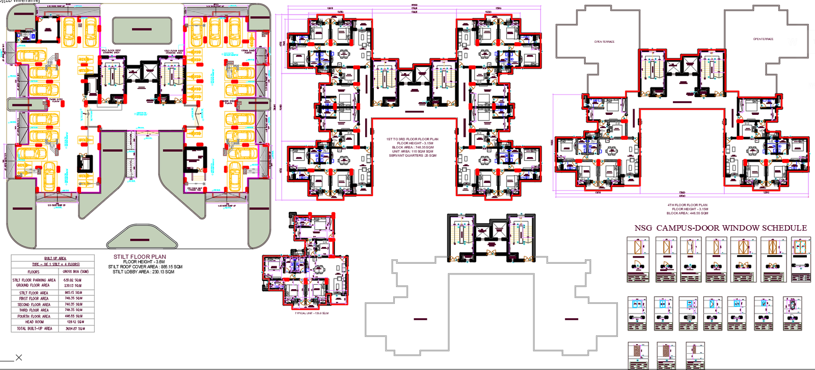 Ultra Luxury 3BHK Cluster Plan-AutoCAD DWG File