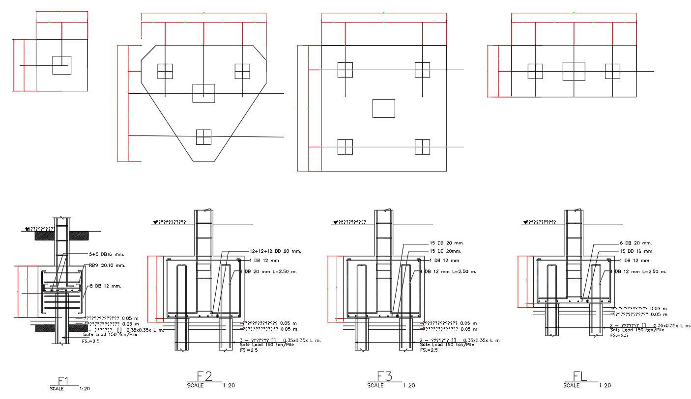 Foundation Footing CAD Drawing-Structural DWG