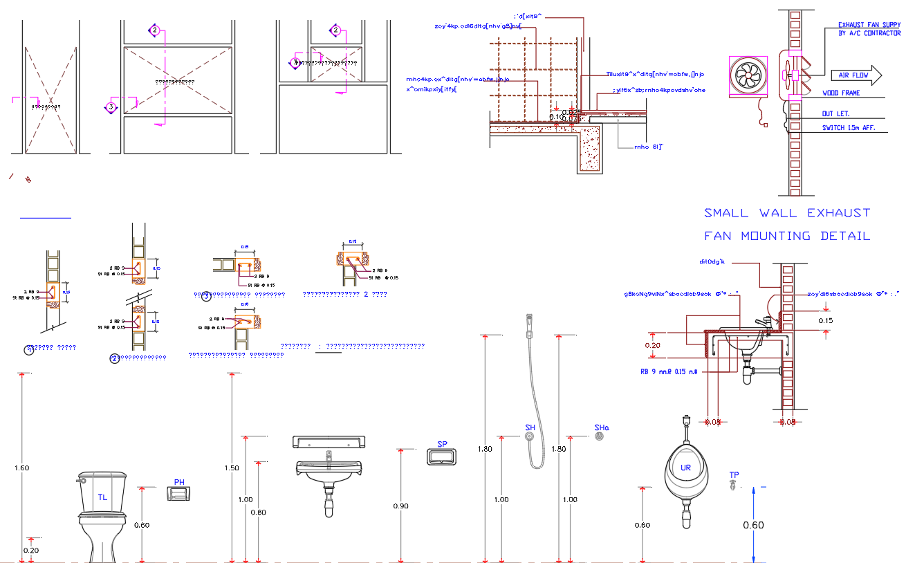 Plumbing Sanitary CAD Drawing Exhaust Fan Layout