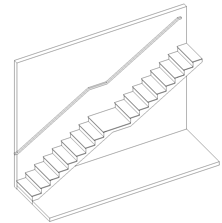 Straight Staircase CAD Drawing 3D AutoCAD Design