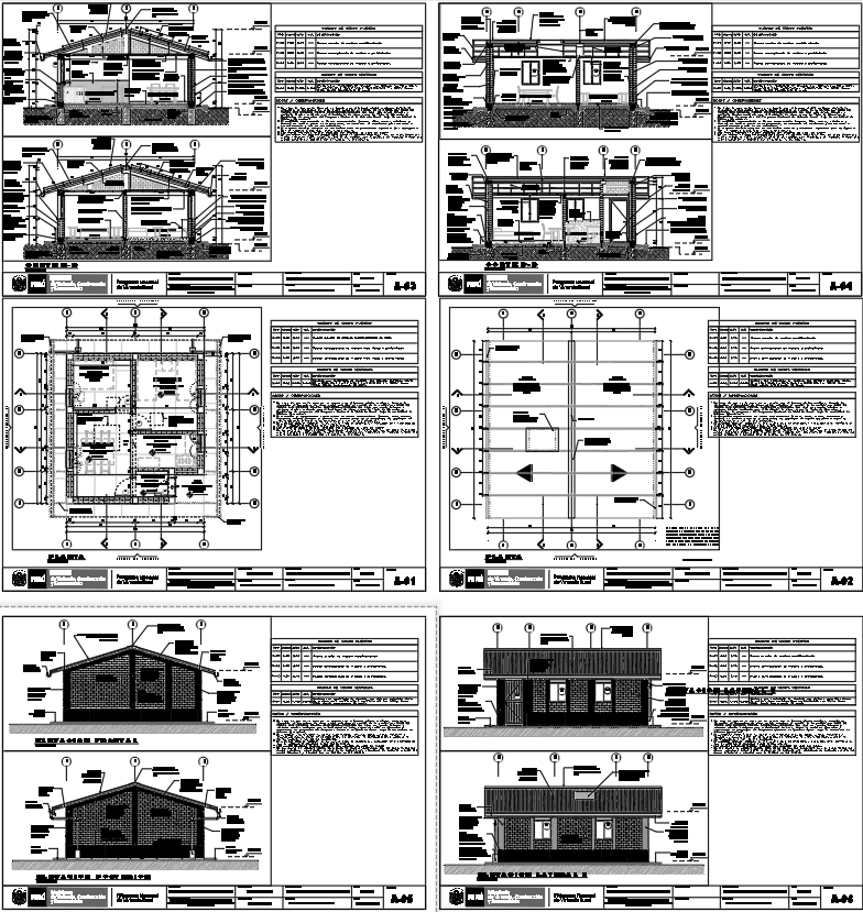 Architectural Rural Housing floor Plans and Elevations CAD Format