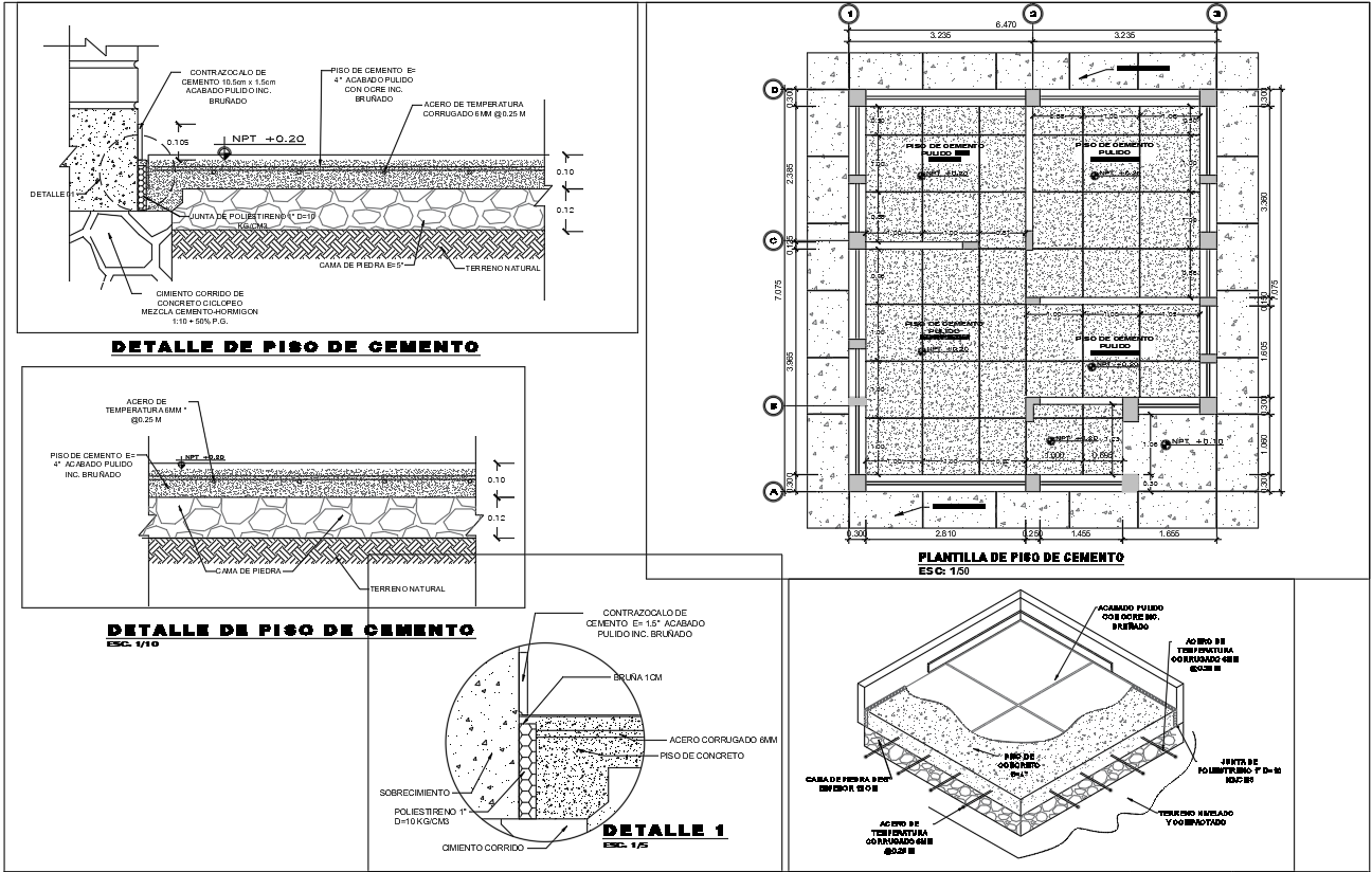 Cement Floor Plan with Structural Detail Drawings