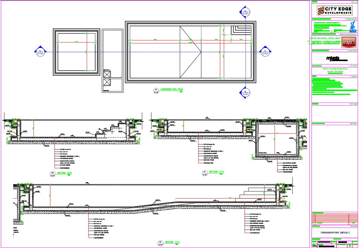 Swimming pool DWG files CAD drawings with details