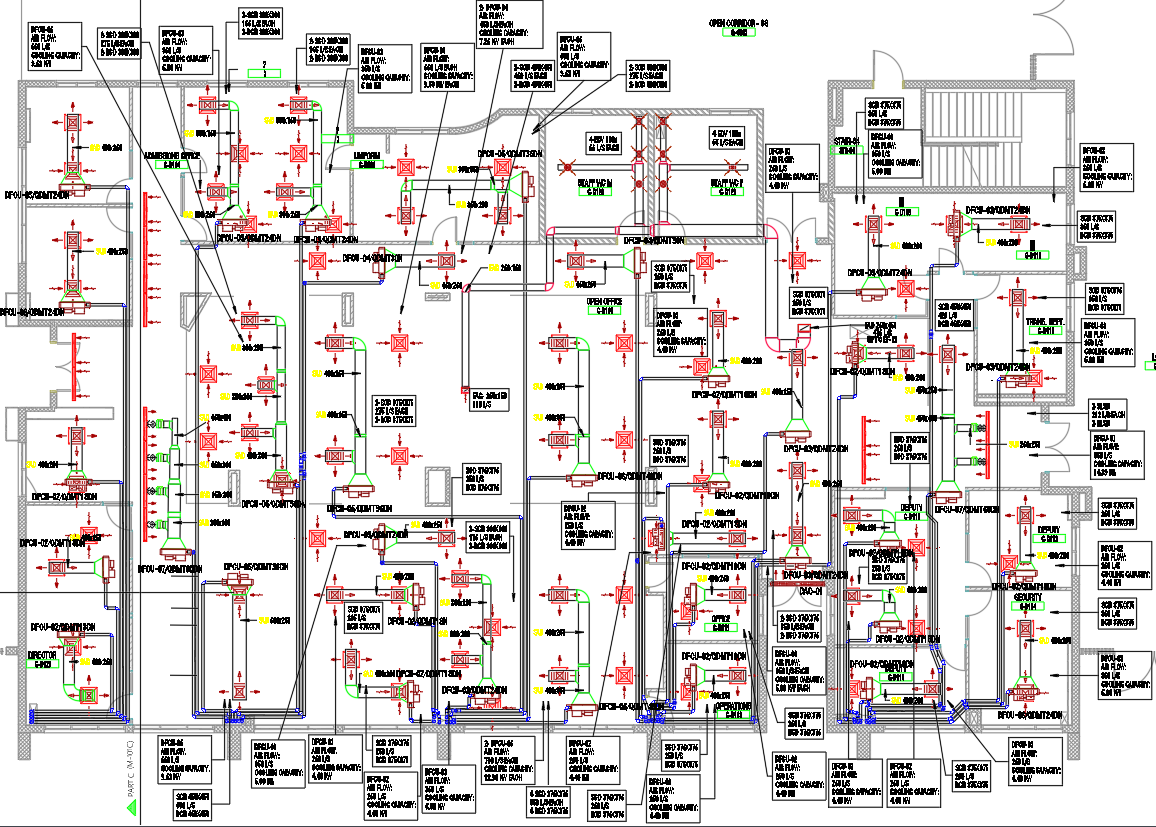 Commercial building fire fighting sprinkler CAD DWG