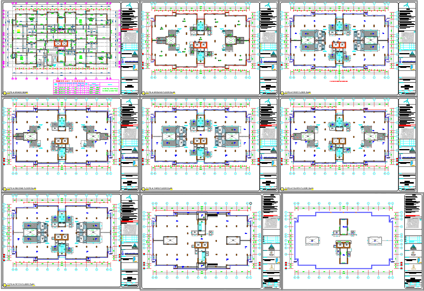 AutoCAD DWG Structural Slab Plans Grade Beam and Floor Layouts