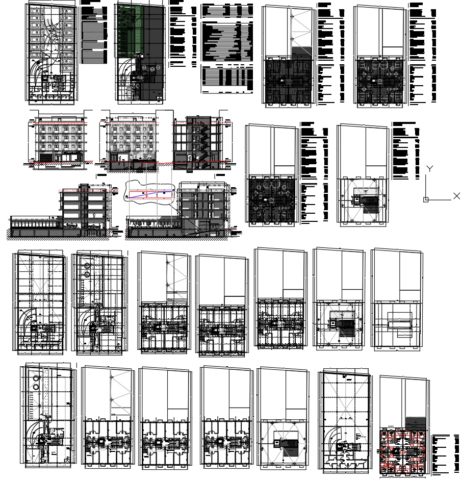 Apartment Building Plan with Floor Layout Elevation and CAD Drawings