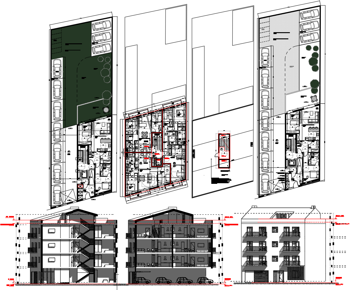 Residential Apartment Plan with Floor Layout Parking and CAD Drawings