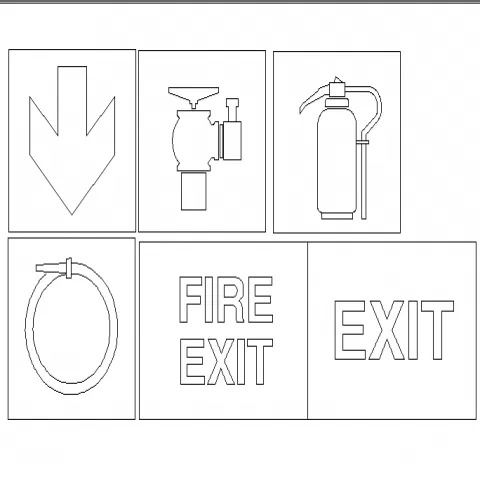 Fire Exit Sign CAD Block DWG File with Safety Symbols and Design