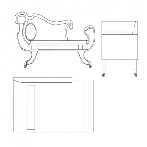 Long Recliner Sofa Set CAD Block DWG File for Furniture Design