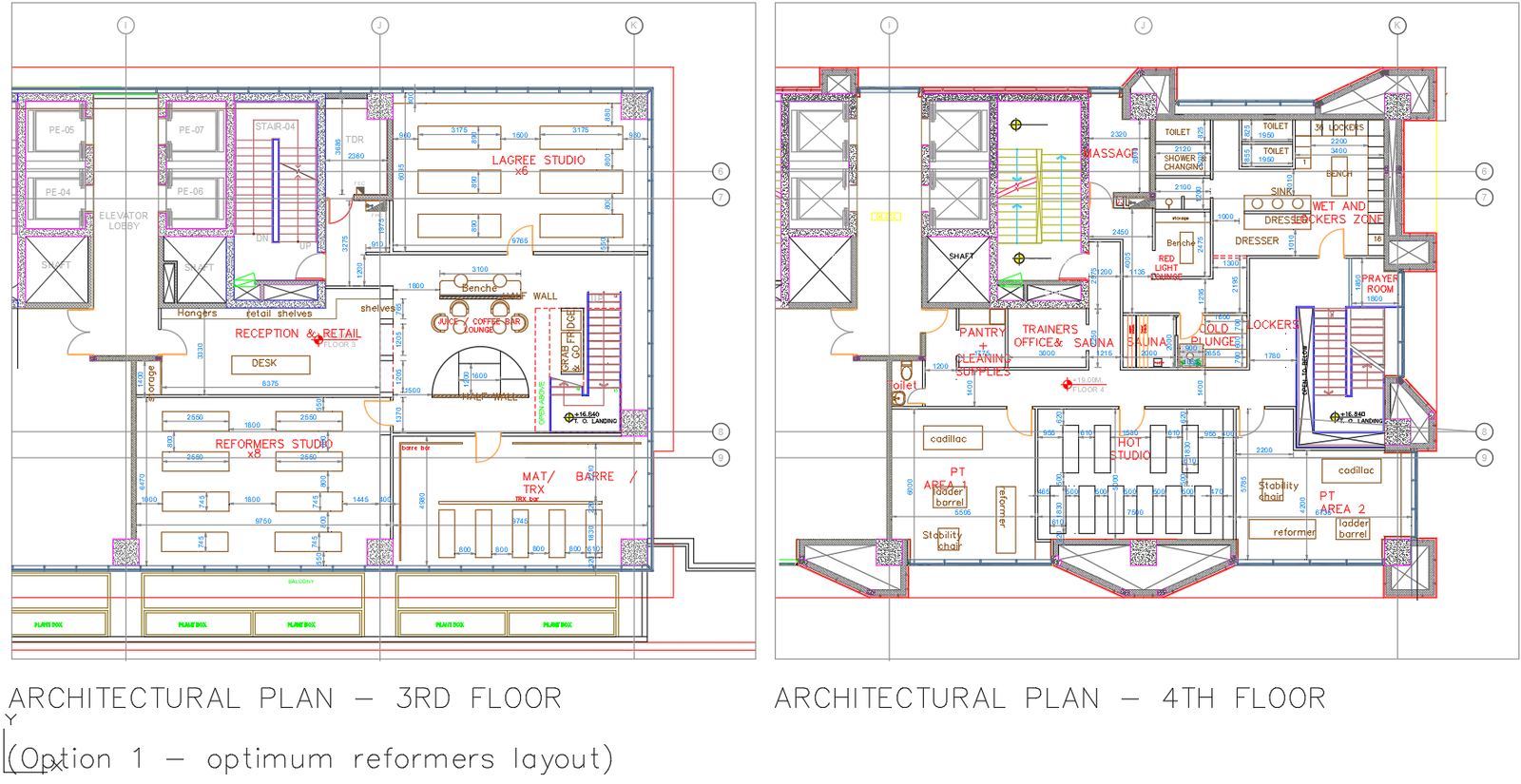 Wellness and Fitness Center DWG File with 3rd and 4th Floor Layouts