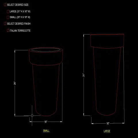 Terracotta Pot DWG File Small and Large Sizes for Garden CAD Design