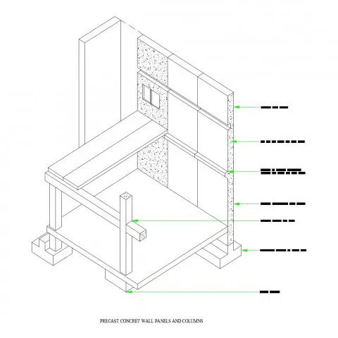 Precast Concrete Wall Panels and Columns AutoCAD DWG File Design