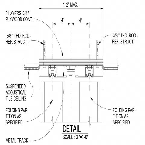 Folding Partition Detail with Elevation AutoCAD DWG File Design