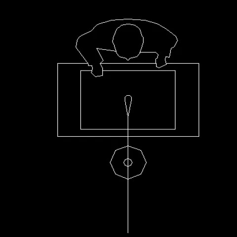 Top view of standing man with podium cad block design dwg file