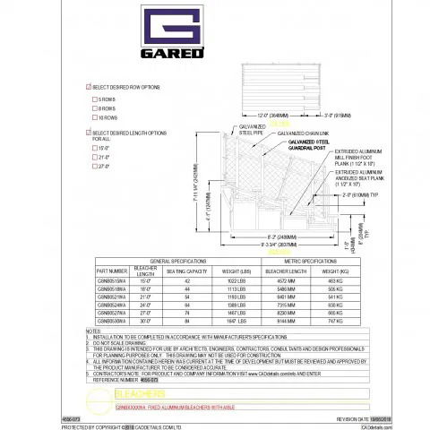 Elevation Bleachers Plan DWG File with Seating Layout and Details