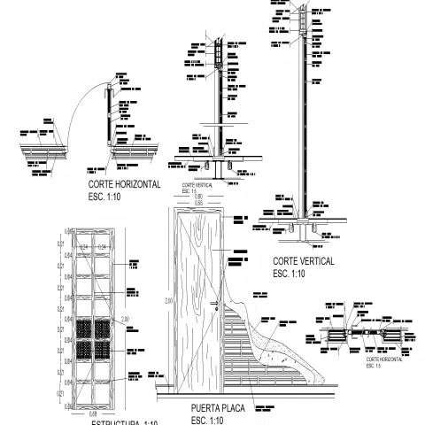 Flush Door Elevation and Section Detail DWG File for Design Projects