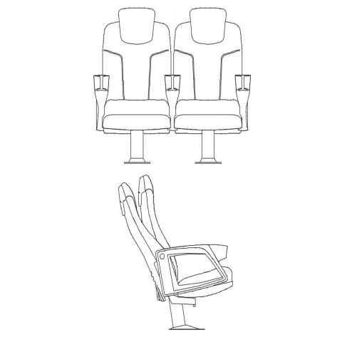 Theater Seating Elevation and Side View DWG File for Auditorium Design