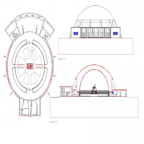 Planetarium Project Plan and Elevation DWG File with CAD Design