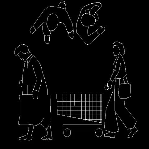 Multiple Shopping People CAD Block DWG File for AutoCAD Design