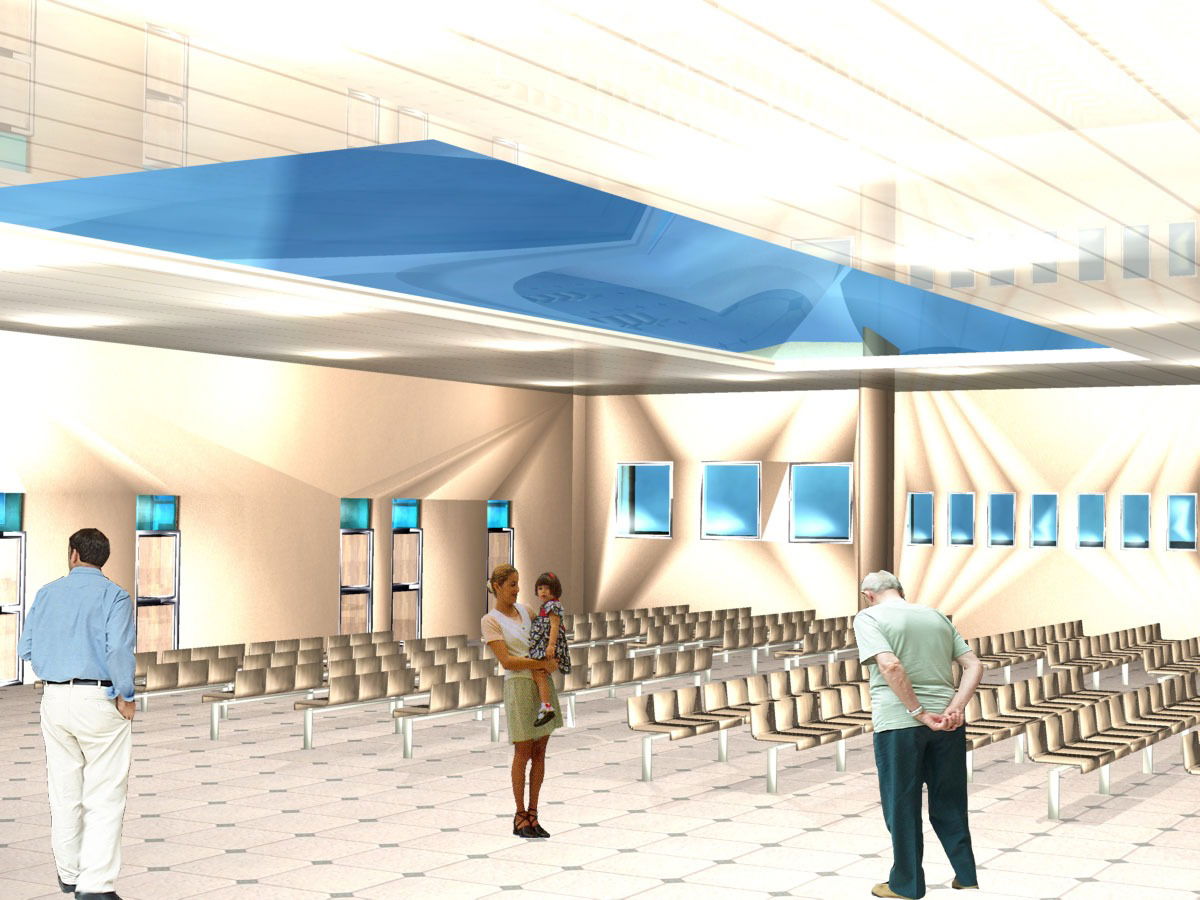 Waiting area with general hall of hospital 3d design dwg file