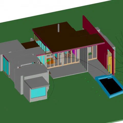 3D Bungalow DWG File with CAD Drawing Details and Architectural Layout