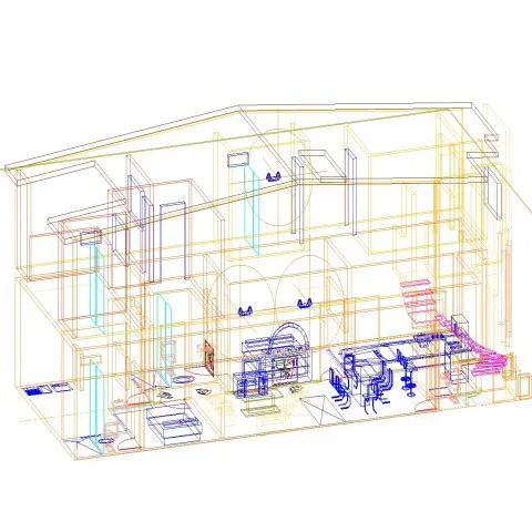 High Detail 3D House View DWG Drawing for Architectural Planning