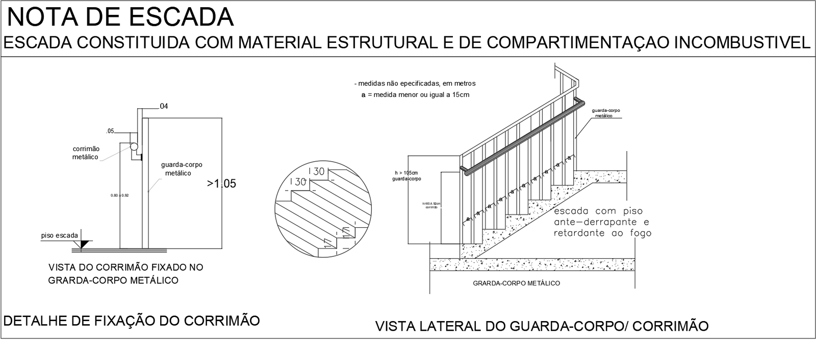 Fire Safe Staircase CAD Drawing with Guardrail and Handrail Details