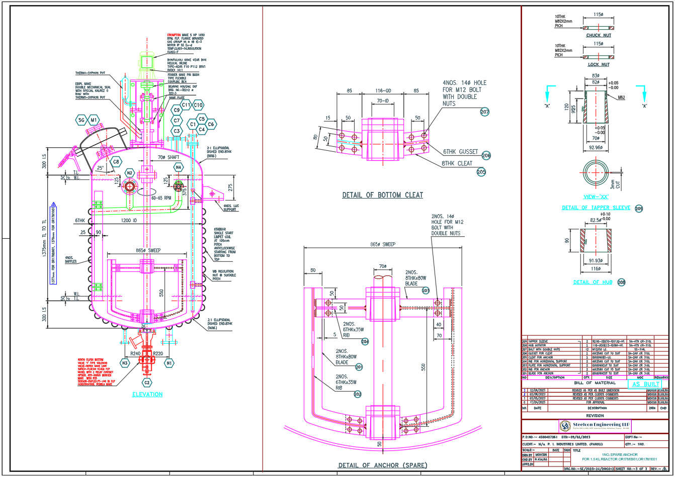 1.5 KL Reactor Spare Anchor Assembly CAD Drawing Steelcon Design