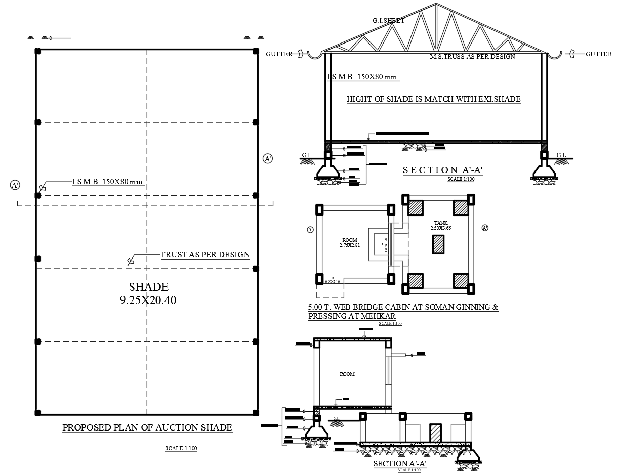 Proposed Auction Shade Plan with Steel Truss and Web Bridge Cabin