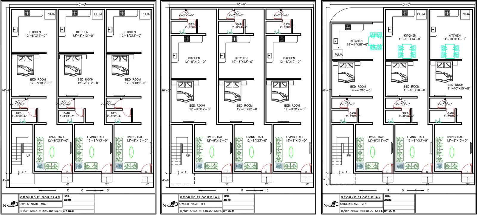 1RK Compact Apartment Floor Plan with Kitchen Living Bath and WC