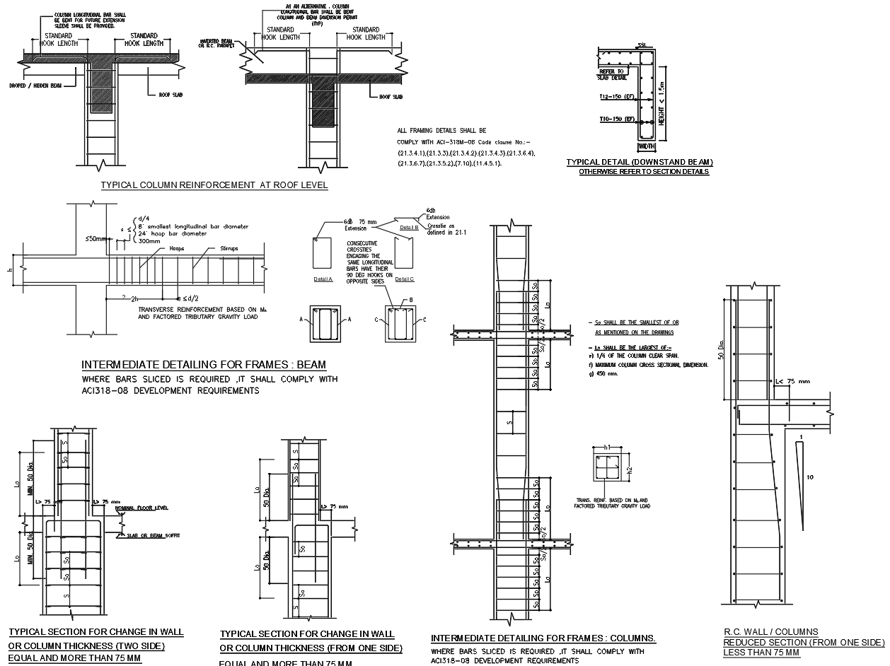 RCC Column and Beam Reinforcement Detailing Drawing in AutoCAD
