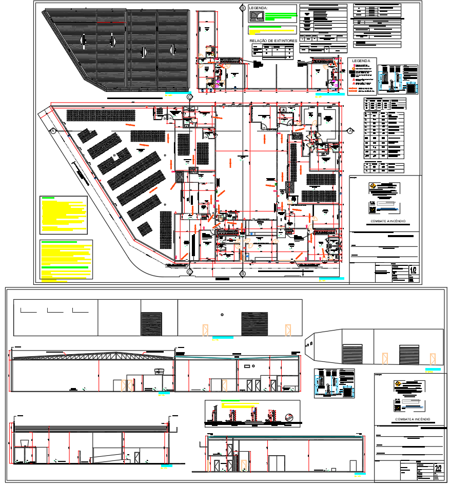 Fire Safety AutoCAD DWG Plan for Food Industry Building Project