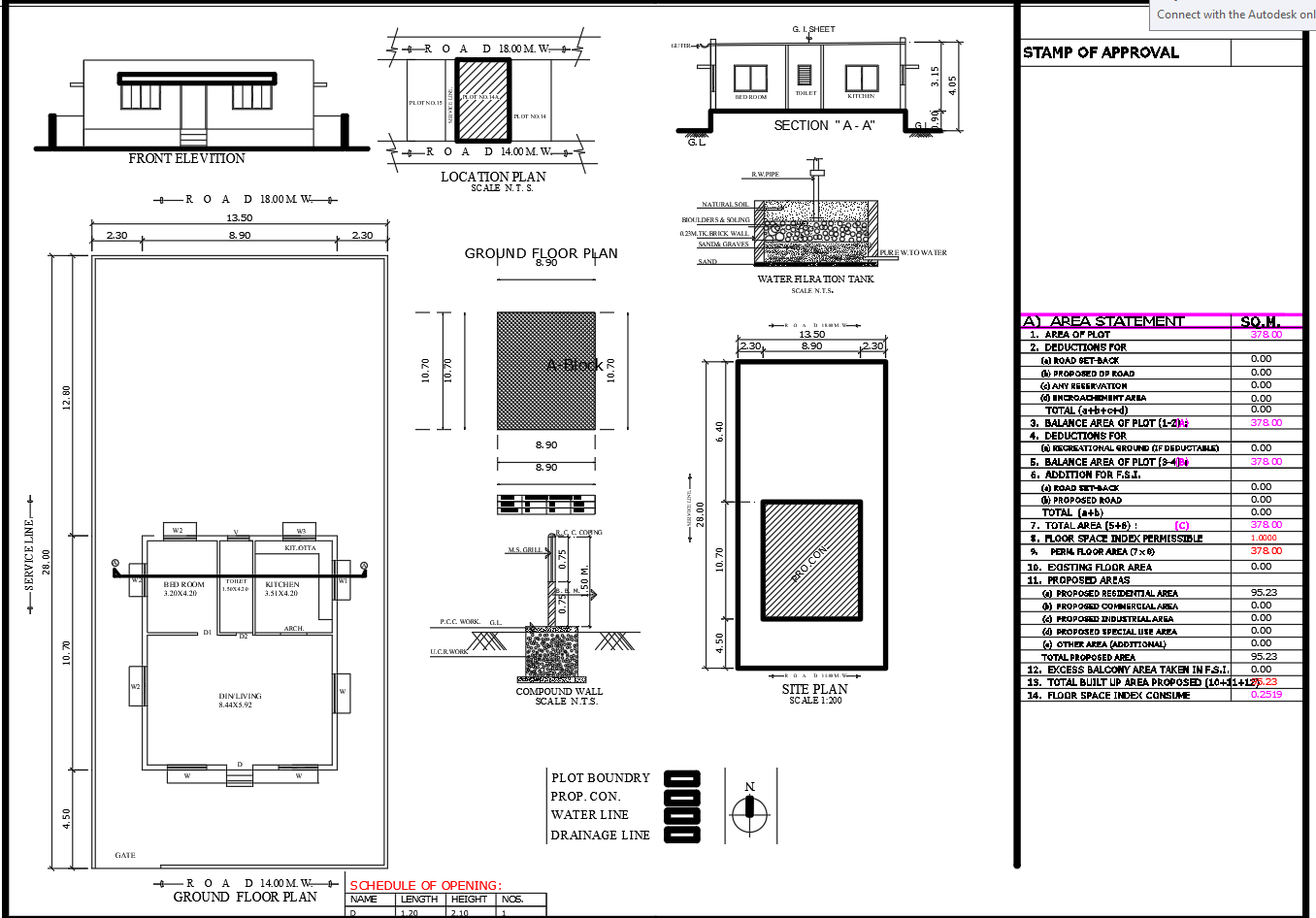 Single Floor Residential House AutoCAD Plan With Site Layout DWG