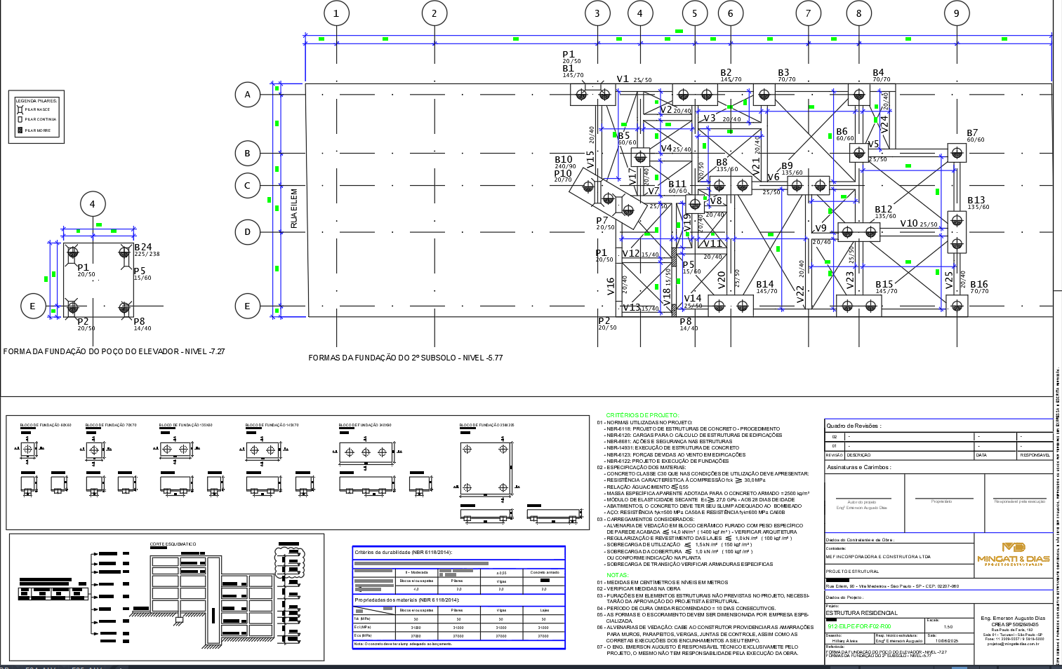 Residential Foundation Plan DWG File with Basement and Elevator Pit