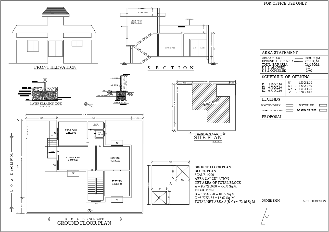 AutoCAD DWG File Residential Home Design With Elevation and Section