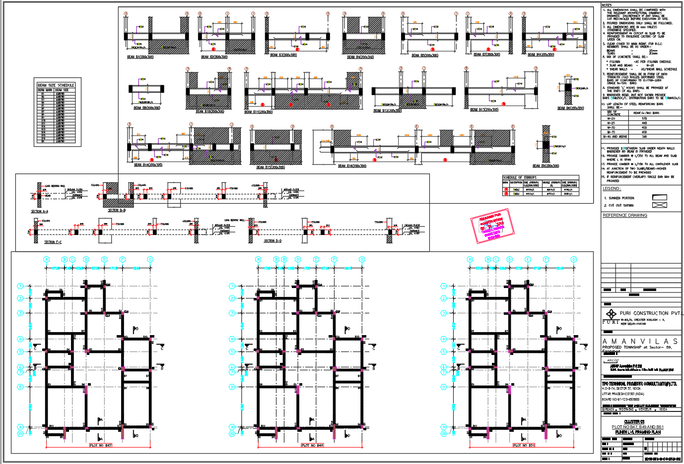 Apartments Plinth Level RCC Framing and Beam Layout AutoCAD DWG